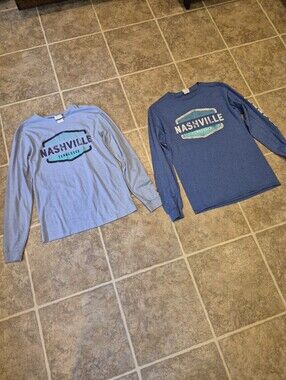 Lot Of 2 Nashville Tennessee Long Sleeve Mens Graphic T-Shirts Size Small